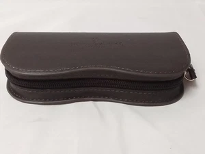 Jeff Banks Glasses Hard Case Dark Brown VGC Zip Faux Leather - Picture 1 of 4