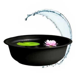 Metall Mini Garten Teich rund schwarz - 40 cm - Balkon Deko Blumen Wasser Schale - Bild 1 von 7