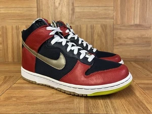 VNTG🔥 Sz 9 - Nike Dunk High Premium Red Black Gold Volt 2007 316424-691 Shoe - Picture 1 of 13