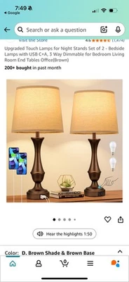 Sealle Lamps for Bedrooms/Living Room Set of 2 - Nightstand Table Lamp with USB  - Image 1 of 4