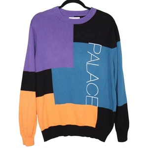 Palace Skateboards Sweater Mens Medium Blukko Knit Color Block Logo Wool Blend - Picture 1 of 7