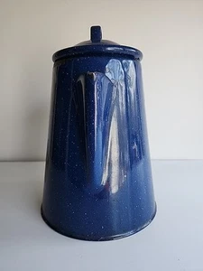 Vintage Blue & White Speckled Enamel Coffee Or Tea Pot/ Kettle - Picture 1 of 12
