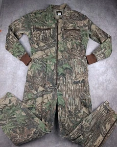 Vintage Cabelas Camo Coveralls Mens Large Woodland APX Hunting Unlined Jumpsuit - Picture 1 of 14