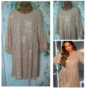 NEW IN THE STYLE DRESS SIZE 16, Gold Sequin Sparkle stretch Mini Dress Jac Jossa - Picture 1 of 12