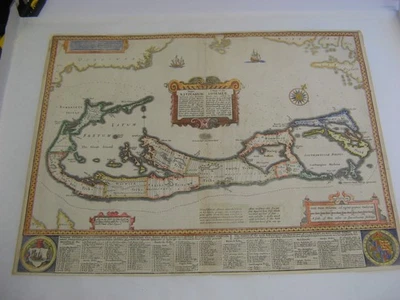 MAPA DE VELOCIDAD JOHN GRANDE 100% ORIGINAL DE BERMUDAS EDICIÓN C1676 COLOREADO A MANO EN MUY BUENA CONDICIÓN Foto 1 de 4