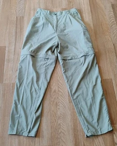 Exofficio Nylon Convertible Pants Zip Off Green Sz 10 Elastic Waist Calf Opening - Picture 1 of 12