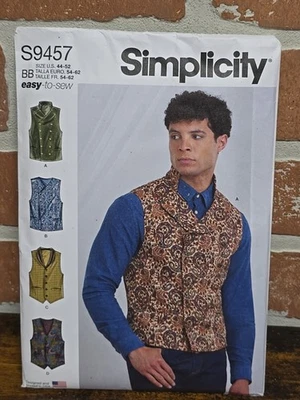 Simplicity S9457 Sewing Pattern Men's Vests Back Ties Lapel EASY Size 34-52 - Image 1 of 4