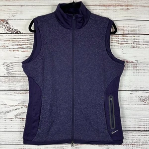 Womens Nike Golf Deep Purple Sweater Quilted Full Zip Vest Activewear Pockets L - Picture 1 of 8