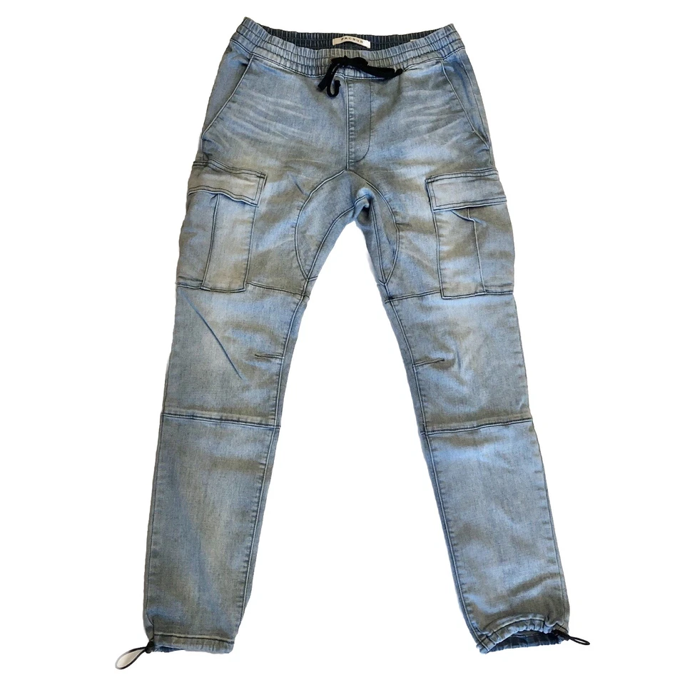 De Colección Pacsun Para Hombres Pequeños Azul Claro Carga Pantalones Vaqueros Utilidad Elásticos  Foto 1 de 4