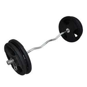 Total 96kg - 120cm Olympic Curl Barbell Weight Set - Rubber Coated Weight Plate - Picture 1 of 6