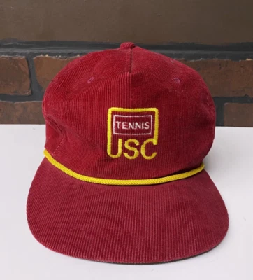 Boné vintage USC chapéu alça traseira masculino tênis vermelho caminhoneiro corda de veludo EUA - Imagem 1 de 4