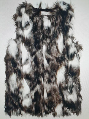 H&M Damen Weste aus Fellimitat G.34, 36, 38,40,42,44, 46 dunkelgrau  weiß NEU - Bild 1 von 4