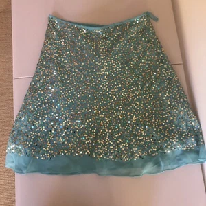 Pop Star Sequin Skirt Size 10 Aqua Blue Gold Women’s or Juniors See Measurements - Picture 1 of 11