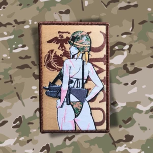 U.S. Military Waifu Force Anime USMC Girl Marines Morale Airsoft Anime War Patch - Picture 1 of 2
