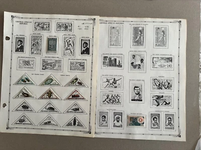 Central African Republic group of 66 stamps on album pg Scott Cat B1/1158 1962+ - Image 1 of 4