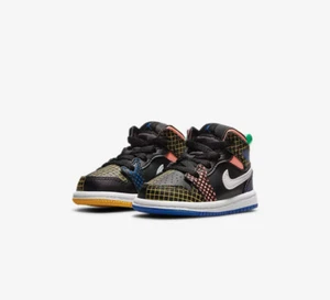 Nike Air Jordan 1 Mid MMD Multi-Color Grid (TD) Size 3c DC4091-001 NIB - Picture 1 of 7