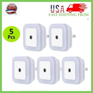 5 Pcs Plug-in LED Night Light Lamp Dusk to Dawn Sensor Hallway Kitchen Bathroom - Picture 1 of 12