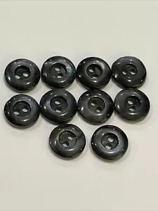 VTG lot MOP abalone shell buttons 10 dyed black Dark sew through small carved - Picture 1 of 9