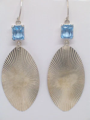 Orecchini in ARGENTO 925 con Pietre Sintetiche Azzurre - imitazione Acquamarina - Immagine 1 di 4