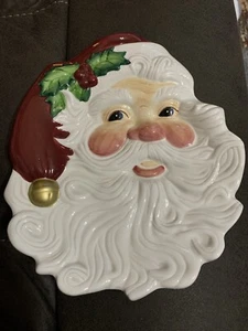 Vtg Fitz & Floyd Santa Platter Christmas Holiday Cookies Ceramic  13” Painted - Picture 1 of 2