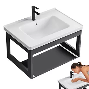 60 cm x 40 cm Bathroom Vanity with Sink White Ceramic Basin Faucet Brand New - Picture 1 of 6