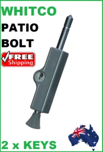 WHITCO PATIO BOLT W2206311C4 CYL4 KEY SLIDING DOOR LOCKABLE KEYED ALIKE SILVER - Picture 1 of 4