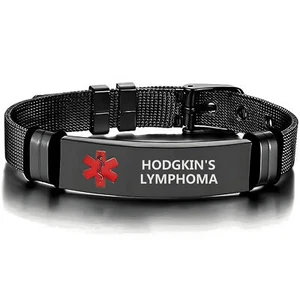 Custom Medical Bracelets,Hodgkin's Lymphoma Awareness,SOS Emergency Bracelets - Picture 1 of 8
