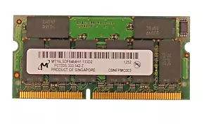 512MB 144p PC133 CL3 16c 32x8 SDRAM 3.3V SODIMM MT16LSDF6464HY-133D2 - Picture 1 of 1