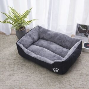 UK Dog Bed Cat Beds Soft Washable Fleece Puppy Cushion Warm Pet Basket Large Dog