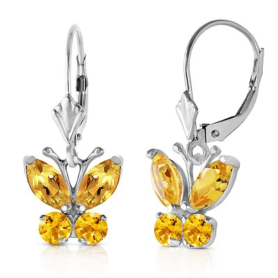Pendientes mariposa citrino oro blanco macizo 14K 1,24 CTW Foto 1 de 4