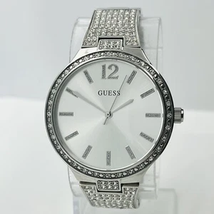 GUESS Women's Crystal Stainless Steel Silver Bangle Band 36mm Watch U0900L1 - Picture 1 of 8