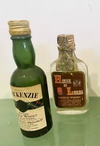 Miniature Liquor EMPTY Nip Bottle 2p Lot Scotch Whisky Mackenzie, House of Lords - Picture 1 of 5