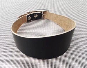 TRADITIONAL SOFT BLACK  LEATHER WHIPPET DOG COLLAR  ADJUST 12"-13.5"]> - Picture 1 of 3