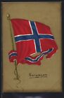 Ansichtskarte Norwegische Fahne und Banderole im Wind 