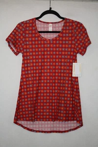 Neu mit Etikett LuLaRoe Gr. XXS klassisches T-Shirt ziegelrot geometrisches Muster - Bild 1 von 4