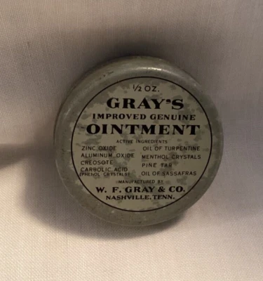 EMPTY & Vintage GRAY'S OINTMENT Medicine Tin W.F. Gray NASHVILLE TENNESSEE - Image 1 of 2