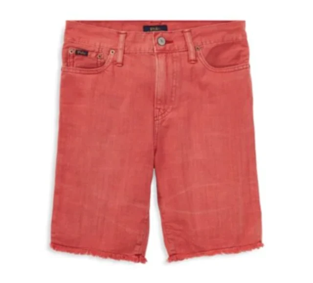 Polo Ralph Lauren Boys Cotton Denim Cutoff Shorts Finn Wash Red Size 10