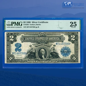 Fr.256 1899 $2 Two Dollars Silver Certificate MINI PORTHOLE, PMG 25 #87386 - Picture 1 of 3