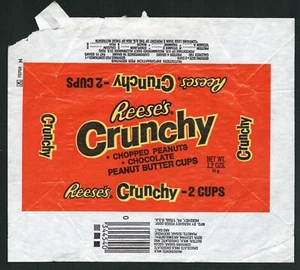 Rare Mid 1970s Reese's CRUNCHY 2 Cup Candy Wrapper - Picture 1 of 1