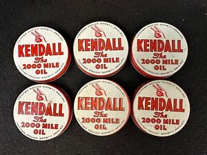 Vtg Lot of 1 to 6 40s WWII Era Kendall Motor Oil Glass Oil Can Jars Bottle Lids