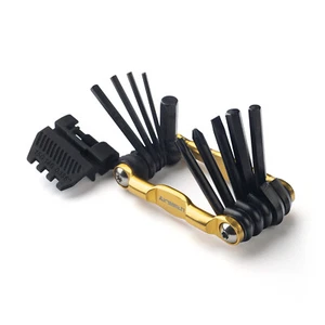 Herramienta plegable múltiple de bolsillo para bicicleta Airsmith 14 en 1 con interruptor de cadena en dorado - Imagen 1 de 5
