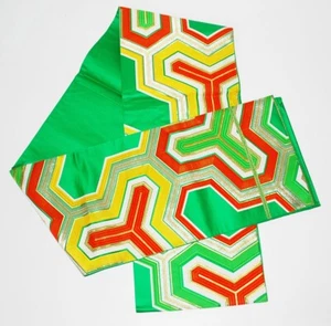 Obi Belt for Kimono Robe Japanese Silk Green Fukuro Sash Fabric Geometric - Picture 1 of 10