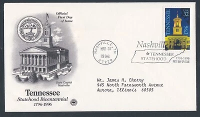 USA 1996 2 FIRST DAY COVERS 200th ANNIV OF TENNESSEE STATEHOOD + CACHETS - Image 1 of 2