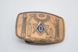 Vintage Brass Masonic Belt Buckle 1981 Harry Klitzner Co Providence RI - Picture 1 of 2