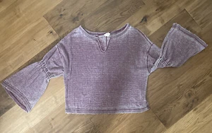 Prenda para el torso Free People ""We The Free"" púrpura tejido en gofres manga larga en dificultades para mujer S - Imagen 1 de 10