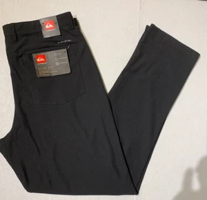 Quiksilver Slim Fit Expandable Waist Black Stretch Tech Woven Pant Mens All SZ - Picture 1 of 5