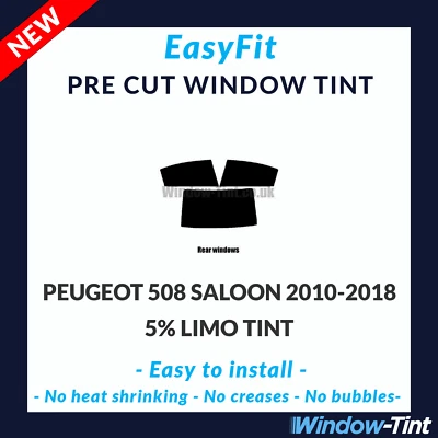 EasyFit Static Pre Cut Window Tint For Peugeot 508 4-door 2010-18 - 5% Limo Rear - Image 1 of 3