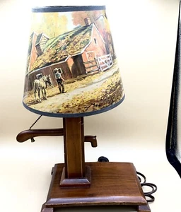 Vintage Handmade Wooden Well Hand pump Western Table Lamp w/Handy Plug WORKS - Picture 1 of 12