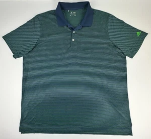Adidas Mens Golf ClimaCool Blue & Green Striped Short Sleeve Polo Size XL - Picture 1 of 8