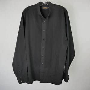 VTG Panhandle Slim Western Tux Shirt XL Black Onyxsnaps L/S Madarin Collar - Picture 1 of 10